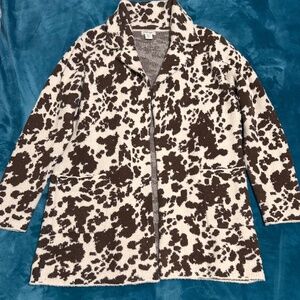 Haute Hippie Women’s knit Cardigan Blazer-Size XL-Cow Print Western